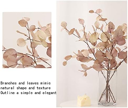 Faux Eucalyptus Artificial Flowers with Glass Vase for Home Decor