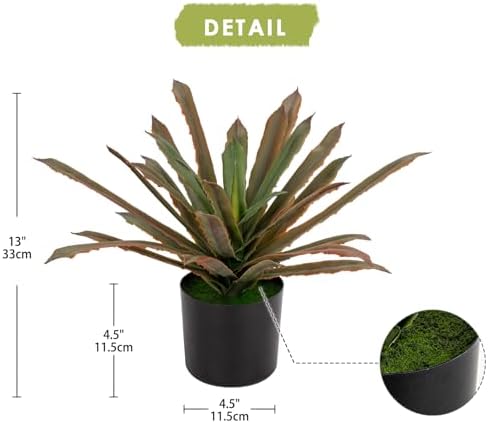 Briful 13 Inch Fake Agave Plant Indoor Outdoor Red