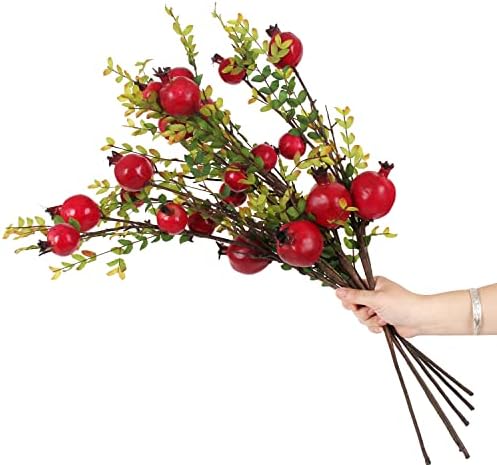 3PCS 26 Inch Artificial Pomegranate Branches Red Plants for Home Office Decor