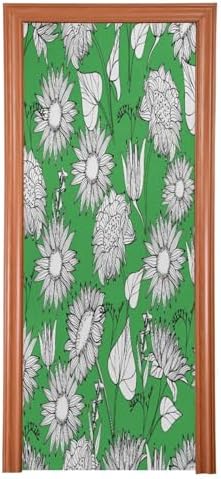 Susiyo Greem Autumn Wildflowers Halloween Door Cover 32x79 in