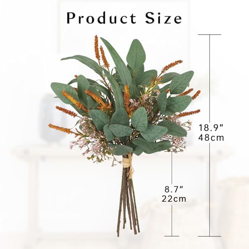 Fall Artificial Eucalyptus Bouquet with Orange Sage Leaves 1