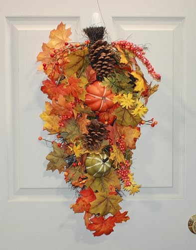 25 Inch Artificial Fall Decor Teardrop Swag