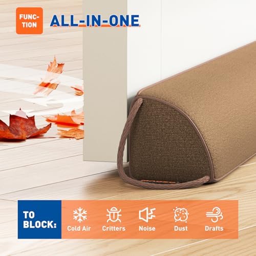 MAGZO 36 Inch Door Draft Stopper Weighted Triangular Snake for Winter Noise Blocker with Hook Loops
