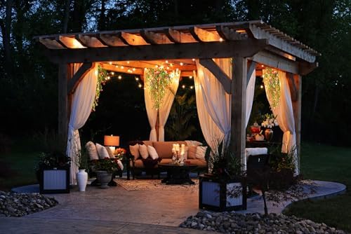 3 Pack Fake Hanging Plants with LED Lights for Outdoor Decor Red