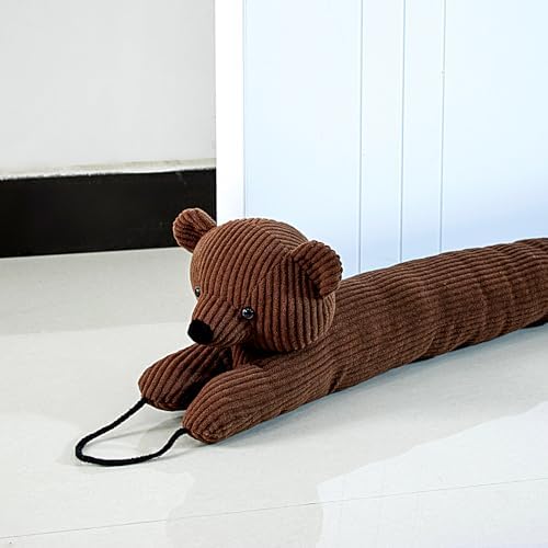34 Inch Heavy Duty Under Door Draft Stopper with Hanging Loops - Grey Dog Design