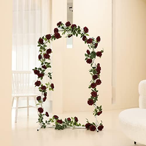 2 Strands 73 Inch Artificial Silk Rose Garland Burgundy