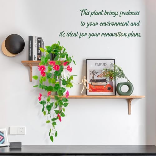 LOYWREE Artificial Hanging Potted Plant 39in Red Vine with Flowers for Home Office Decor