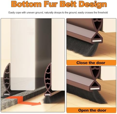 White Under Door Draft Stoppers with Brush