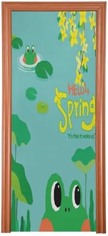 Susiyo Hello Spring Frog Door Cover Fabric Draft Stopper