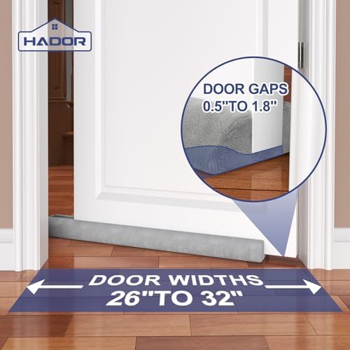Hador Door Draft Stopper 32 Inch Double Sided Grey