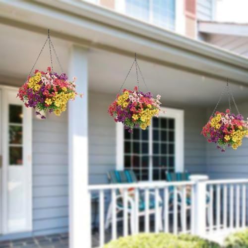 Vopie Artificial Flowers 12 Bundle UV Resistant Fake Silk Plants