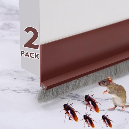 2 Pack Under Door Draft Stoppers with Brush Seal Brown