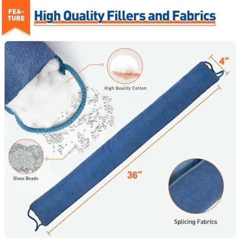 MAGZO Door Draft Stopper 36 Inch Blue Wind Blocker