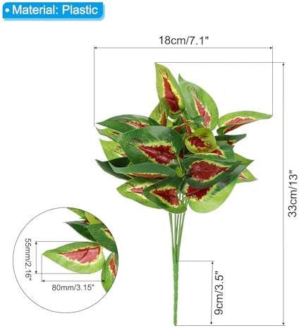 PATIKIL Artificial Greenery Plant Bundle 7pcs Green Red