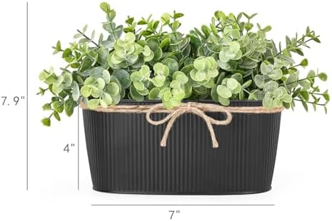 Dahey Artificial Eucalyptus Plants Indoor Decor in Black Rectangular Pots