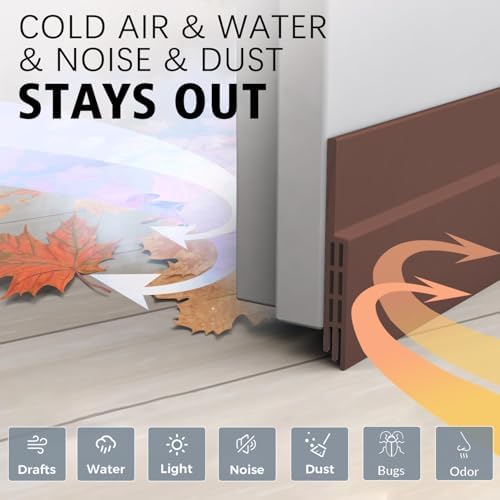 WUMUTI 2 Pack Door Draft Stoppers 2 Inch x 39 Inch Noise Insulating Seal - Brown