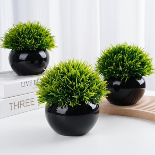 ASHELYULLA Small Fake Plants Set of 3 Artificial Plants for Home Office Decor