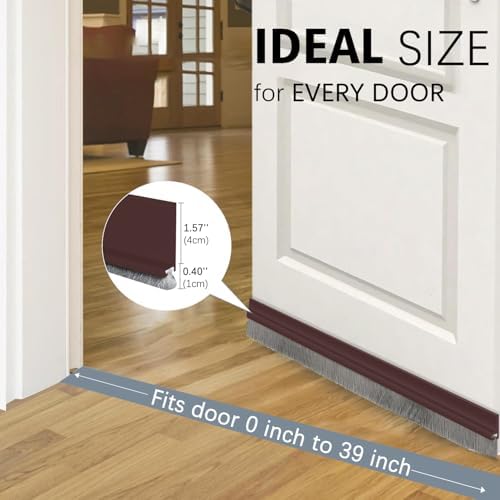 2 Pack Under Door Draft Stoppers with Brush Seal Brown