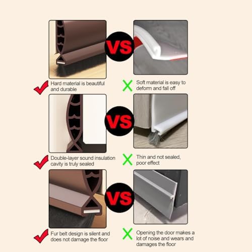 White Under Door Draft Stoppers with Brush