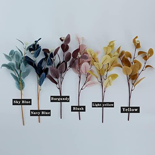 12Pcs Artificial Eucalyptus Stems with Silk Leaves and Berries