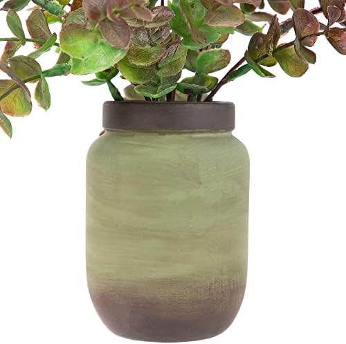 Northlight Real Touch Two-Toned Spring Eucalyptus Artificial Plant in Ceramic Pot 10 Inch