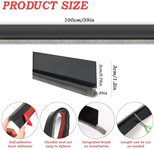 3937 Door Sweep with Brush - Black