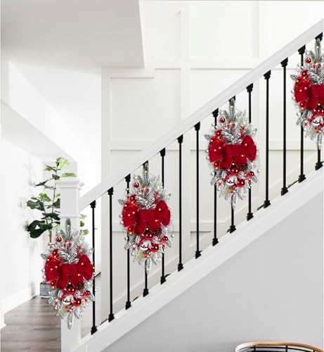 Red Artificial Christmas Teardrop Swag with Glitter Balls and Berries