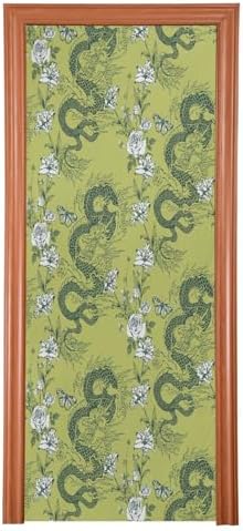 Susiyo Asian Dragon Green Christmas Door Cover Decoration 32x79in