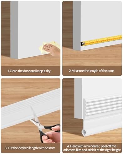 Cloorde Under Door Draft Stoppers 4pcs 39inch White