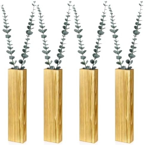 4 Sets Wood Wall Planters for Artificial Plants and Dried Flowers