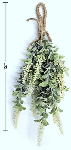 Hanging White Boxwood Greenery Swag for Home Decor