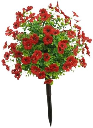 Artificial Flower Garden Stake Faux Greenery 24 with Ground Spikes