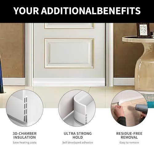 2 Pack Under Door Draft Stopper with Adhesive 78 L White