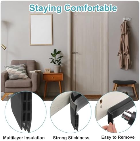 Uxceell 1 Pcs TPE Door Draft Stopper Soundproof Weather Stripping