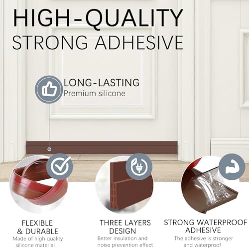 WUMUTI 2 Pack Door Draft Stoppers 2 Inch x 39 Inch Noise Insulating Seal - Brown