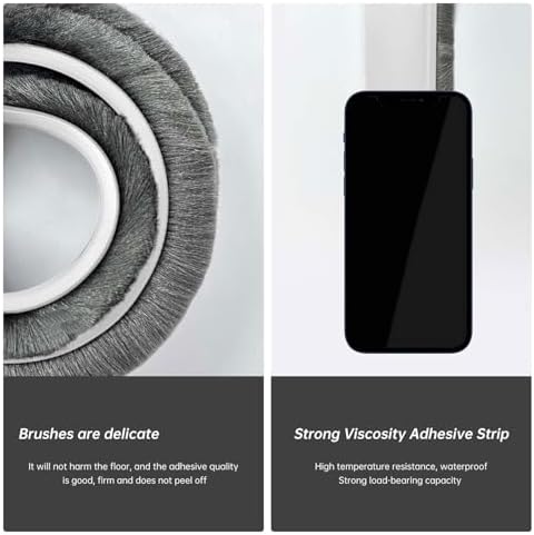 Self-Adhesive Door Sweep with Brush 3937 Inch Bottom Door Seal for Noise Dust Temperature Control