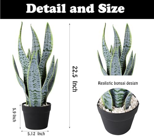 225 Inch Artificial Snake Plant in Black Pot