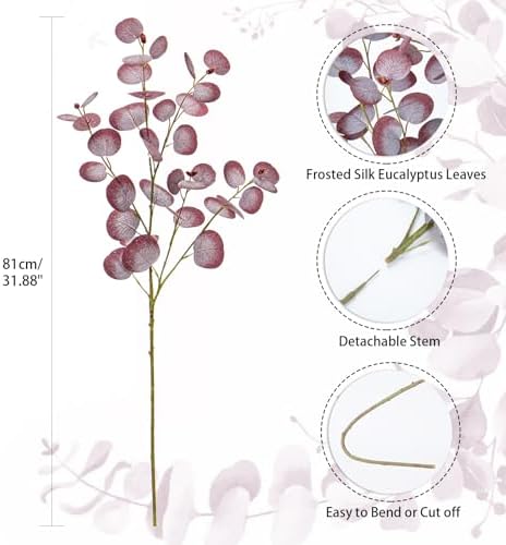 Lifelike Artificial Eucalyptus Stems 3Pcs for Home and Wedding Decor
