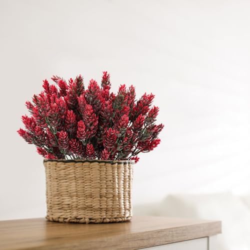 RECUTMS Artificial Greenery Plant Stems Red 12 Bundles
