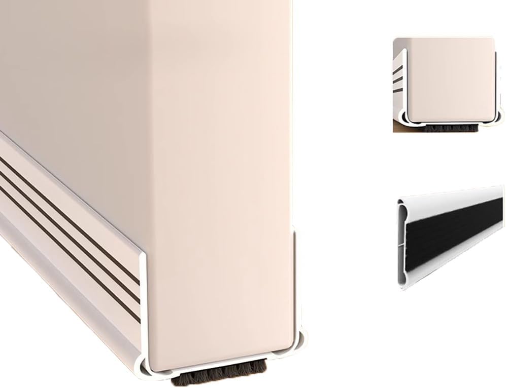 2Pack Door Draft Stopper with Felt Cloth and Rubber Seal