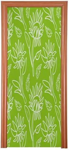 Susiyo Stretchable White Flowers Door Cover for Front Door Home Decor 35x79 Inch