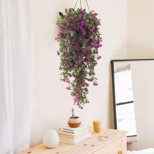 RECUTMS 2Pcs Artificial Hanging Plants Fuchsia