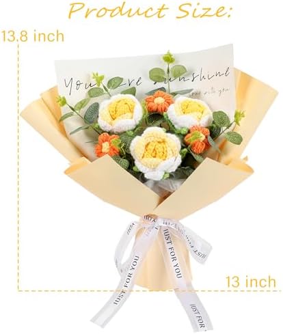 Yellow Handmade Crochet Flower Bouquet for Home Decor and Occasions