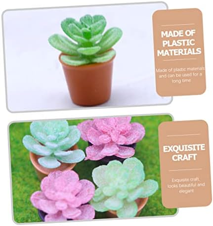 GLEAVI 7Pcs Miniature Succulent Plants Realistic Micro Potted Greenery for Home Desktop and Dollhouse Decor