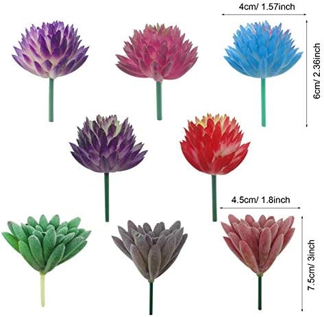 Cayway 21PCS Multicolor Plastic Succulent Plants 3 Styles Indoor Outdoor Decor