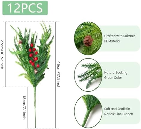 Norfolk Pine Branches 12pcs Artificial Christmas Garland