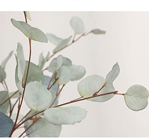 Faux Eucalyptus Artificial Flowers with Glass Vase for Home Decor