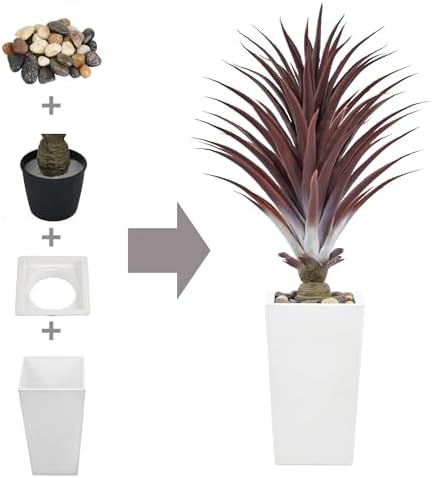 36FT Artificial Red Agave Plant with White Pot
