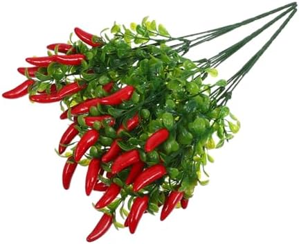 3pcs Lifelike Faux Red Chili Pepper Stems for Home Decor