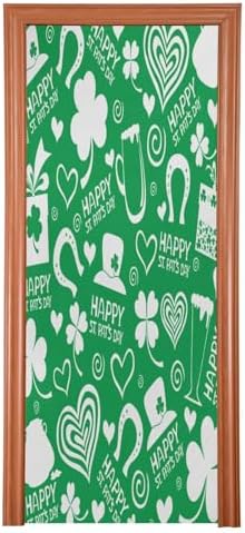 Susiyo Green Clover Halloween Door Cover Stretch Fabric Door Decoration for Home Party Holidays